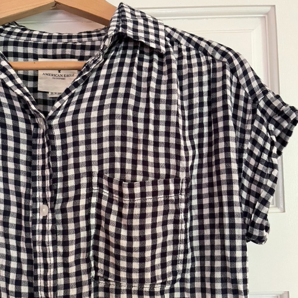 American Eagle Button Down Gingham Check Shirt - … - image 4